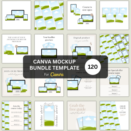 Canva Mockup Bundle Template | 120+ Editable Tech and Digital Product Mockups | Perfect for Coaches, Creators and Entrepreneurs