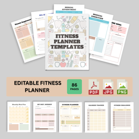Editable Fitness Planner Bundle