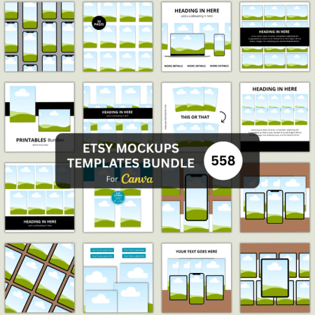 Etsy Mockups Templates Bundle | Editable Canva Mockups for Digital Sellers | Boost Etsy Listings with Professional Design Templates