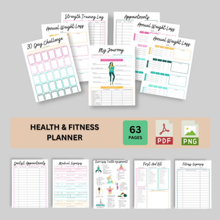 Health & Fitness Planner Canva Templates