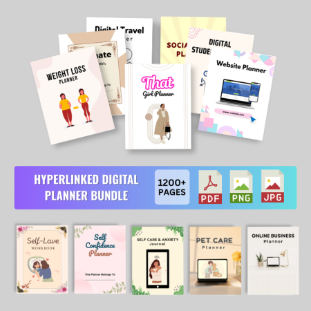 Hyperlinked Digital Planner Bundle | 1,200+ Editable Canva Templates for Life and Business | Printable and Clickable Planners for Etsy Sellers