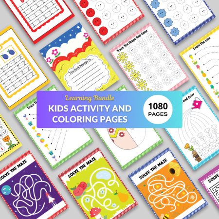 Kids Activity and Coloring Pages Bundle | Toddler Activity, Maze and Coloring Pages Mega Pack | Fun and Educational Printable Kids Activity Set