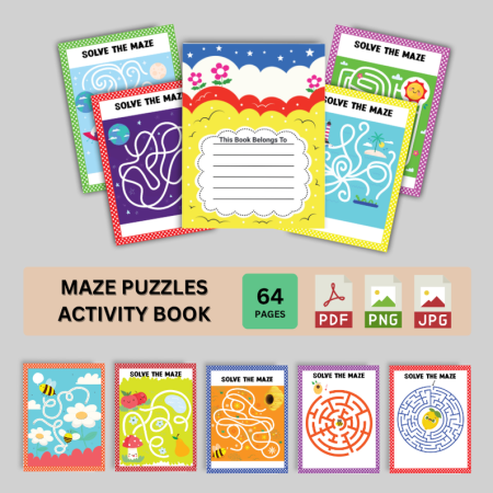 Maze Puzzles Activity Book for Toddler | Fun Printable Maze Games for Kids Ages 3-5 | Educational Maze Worksheets for Preschool Learning