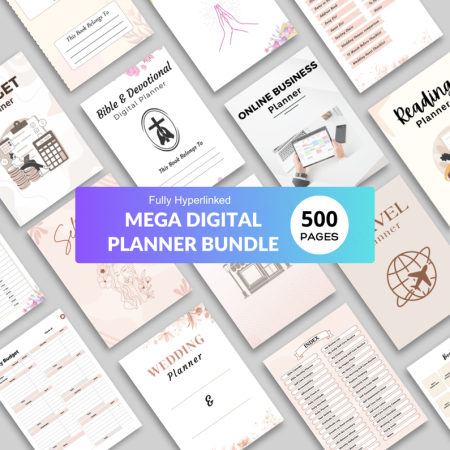 Mega Digital Planner Bundle | 500+ Editable Canva Planners for Life & Business | All-in-One Printable & Hyperlinked Digital Planning Kit