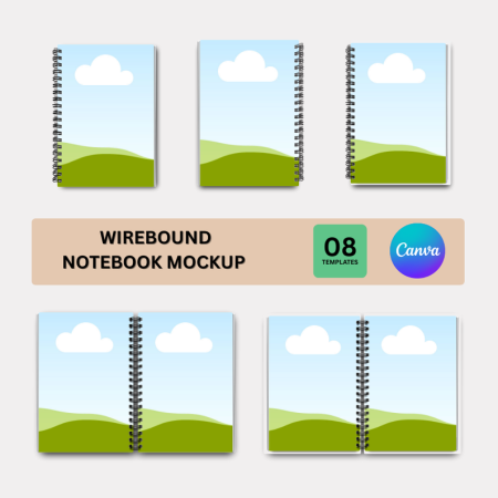 Wirebound Notebook Mockup for Canva